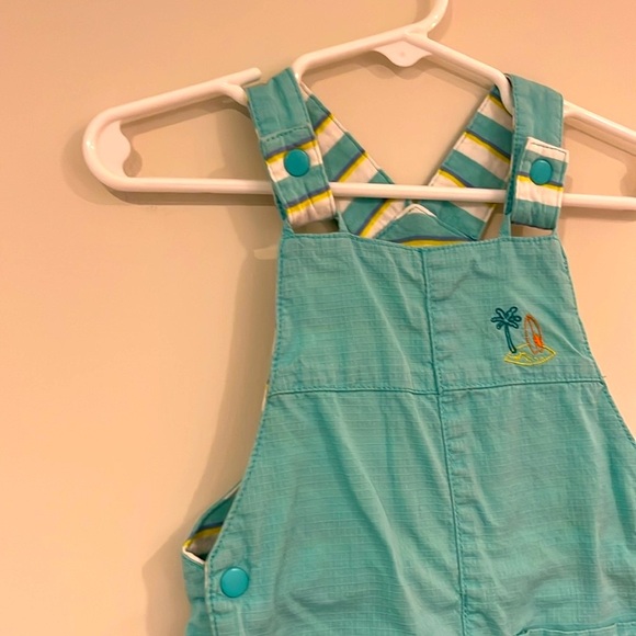 SERGENT MAJOR Infant Overalls Shorts Blue Cotton Unisex Ocean Sun Embroidered - Picture 2 of 8